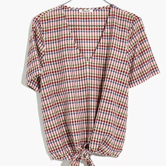 Madewell Tie Front Rainbow Ginham Check - Picture 4 of 7